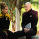 Raffi (Michelle Hurd) and Picard share a tense moment during a flashback.